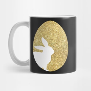 Easter Bunny Silhouette in Gold Faux Glitter Easter Egg Mug